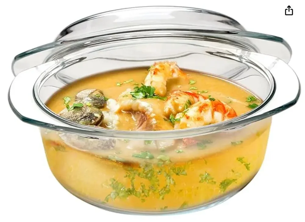 Small Round Glass Casserole Dish with lid- Microwave and Oven Safe